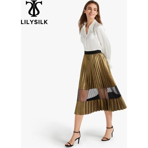 Женские плиссированные юбки LILYSILK China At AliExpress