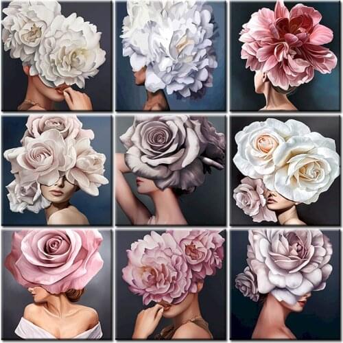 Oil Painting By Numbers Picture Flowers Girl DIY Kits Drawing Canvas Acrylic Digital Paint Coloring Number Home Decoration Gift