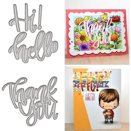 Metal Cutting Dies Hi Hello Thank You Letter Words DIY Scrapbooking Craft Paper Cards Making Template Embossing Dies 2021 New