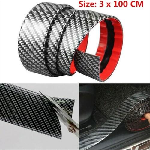 Carbon Fiber Car Door Sill Scuff Plate Sticker Cover Universal Doorsill Threshold Step Protector Guard Strip Stickers 3x100cm