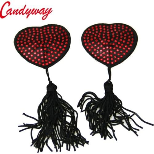 4 pairs Sexy Women Milk Paste Tassel Sequin decorate Paste Breast Bra Nipple Cover Heart Shape Adhesive erotic lingerie Sticks