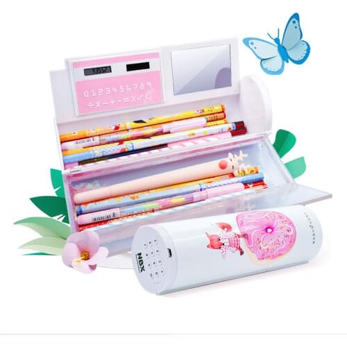 2020 Newmebox NBX Multifunction Password Lock Pencil Case Creative Quicksand Translucent Cylindrical Stationery Box Ipen Holder