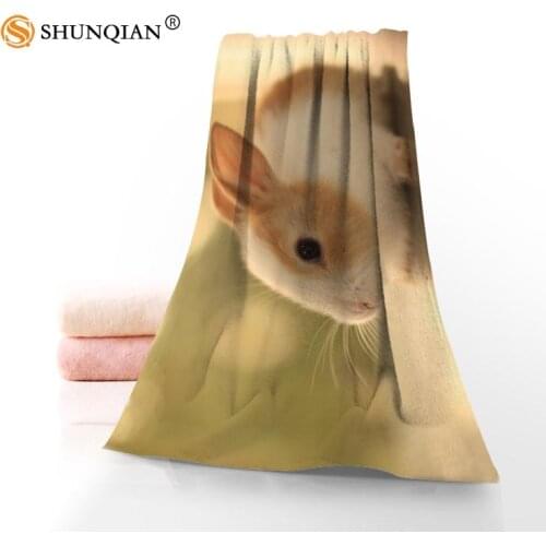 New Custom Rabbit Towel Printed Cotton Face/Bath Towels Microfiber Fabric For Kids Men Women Shower Towels