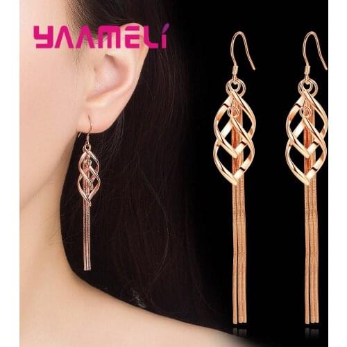 New Simple Spiral Curved Long Drop Earrings for Women Free Shipping Wave Design Fashion Jewelry Wholesale Party Wedding Earrings