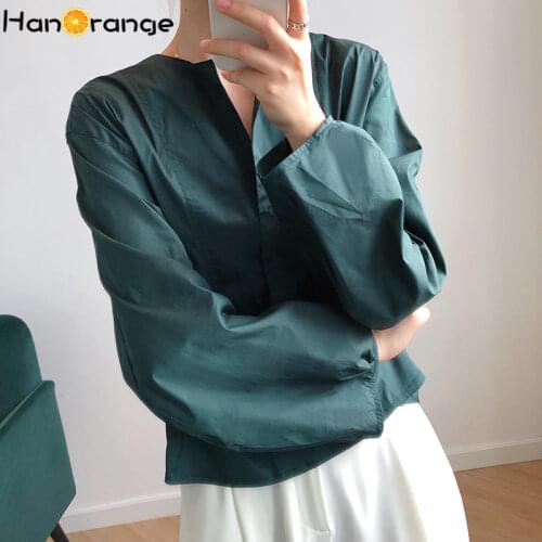 2020 Autumn Womens Shirt Lantern Sleeve Non-Mainstream Long-Sleeved Pullover Loose Shirt