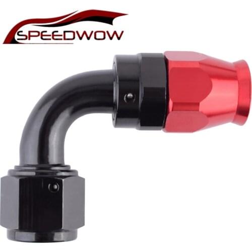 SPEEDWOW PTFE Hose End Aluminum AN6 Swivel 45 Degree Reusable Oil PTFE Fittings Adaptor Red and Blue