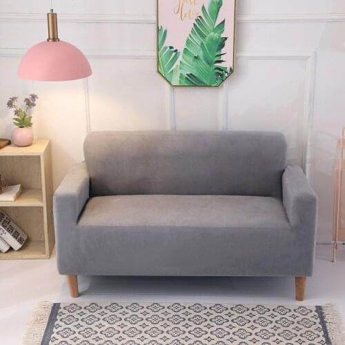 Plush sofa cover Solid color sofa cover 1/2/3/4 seat sofa cover For living room Elastic spandex tightly wrapped sofa cover