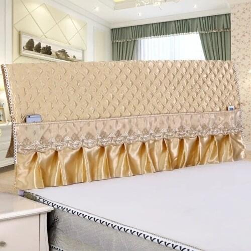 Gold Color Bedhead Dustcover Universal Size Bed Back Dust Protector Cover Elastic Removable Headboard Cover Hotel Bedroom Decor