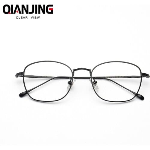 QIANJING 100% Pure Titanium Full-Frame Lightweight Eyeglasses Prescription Glasses Decorative Frame Popular For Men Women 3610