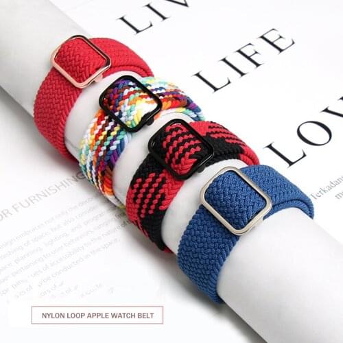 Braided Solo Loop For Apple watch band 44mm 40mm 38mm 42mm Adjustable Elastic Nylon belt bracelet iWatch series 3 4 5 se 6 strap