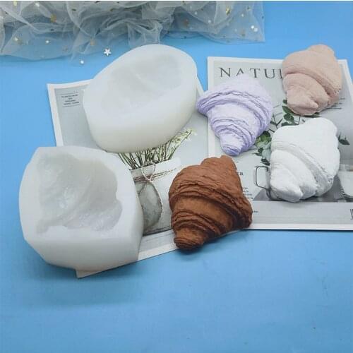 Simulated Shofar Bread Candle Silicone Mold Creative French Snack Croissant Design Aromatherapy Candle Making Mould Home Decor