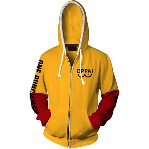 Aikooki ONE PUNCH-MAN 3D Hoodies Sweatshirt Yellow Hoodie Mens Male Game Anime Oppai Clothes Unisex Jacket Long Sleeves Tops