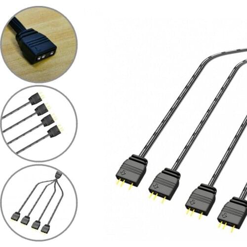 Convenient Compact 1 to 4 Mainboard ARGB Splitter Cable for Computer