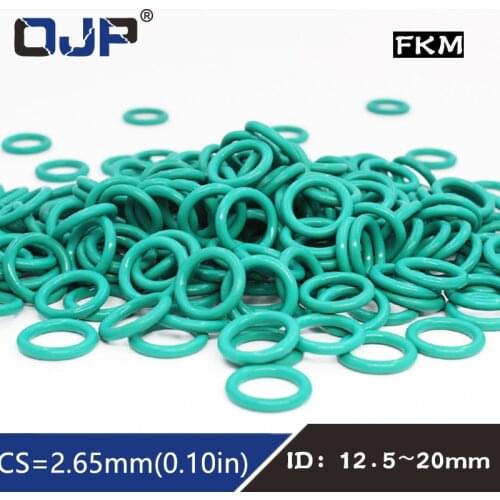 10PCS Fluorine rubber Green FKM O ring Seal 2.65mm Thickness ID12.5/13.2/14/15/15.54/16/17/18/19/20mm Rubber ORing Seal Gasket