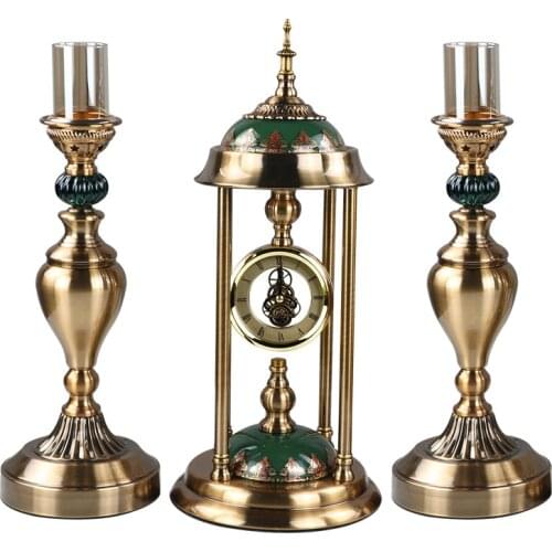 High quality hardware seat clock living room decoration European luxury retro mute desk clock safe stable creative