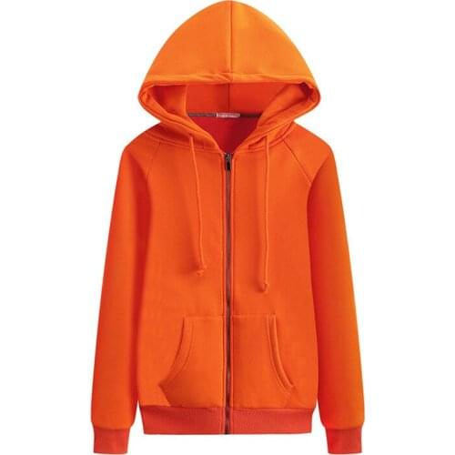 Women hoodies orange zip 2019 autumn winter streetwear funny oversize long sleeve sweatshirt loose cotton fleece free ship