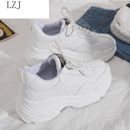 Size 35-40 2019 New Casual Womens Sneakers Lace Up Platform Shoes Woman For Thick Soled Vulcanize Shoes Comfortable Footwear