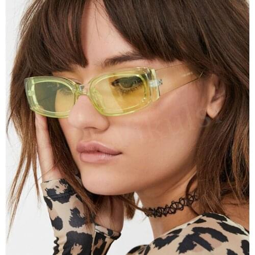 Cat Eye Candy Color Small Sunglasses Women Popular Green Shades for Women Narrow Rectangle Sun Glasses Travel Driving Sunglasses