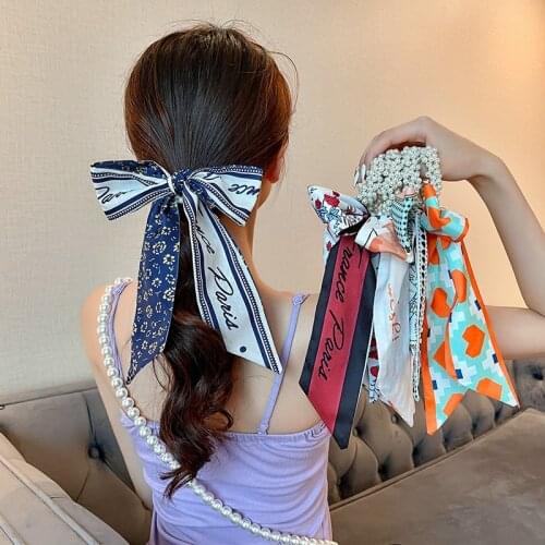2021 New Fashion Colorful Print Flower Big Bow Scrunchies Head Bands For Women Beach Holidays Hair Accessories