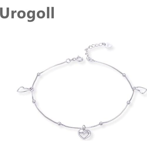 Noble Women Anklet 925 Sterling Silver Zircon Love Heart Anklet To Lady Decoration Jewelry For Girl Fashion Foot Accessories