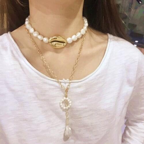 Pagoda Freshwater baroque pearl necklace women collares collier femme collares de moda 2019 bijoux long necklace