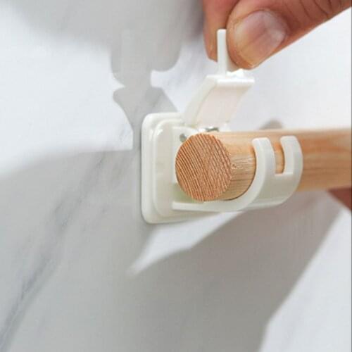 1Pair Curtain Rod Brackets No Drill Adjustable Stick Fixed Clip Holder Hanging Rack Hook for Kitchen