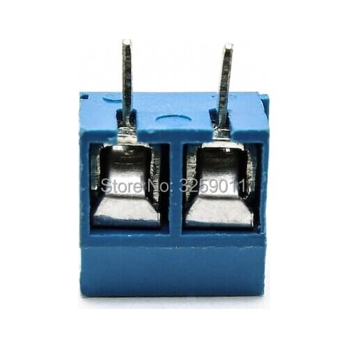 100PCS Terminal Connectors 2 Pin Plug-in Screw Terminal Block Connector 5.08mm Pitch blue iron KF 301-2P Blue