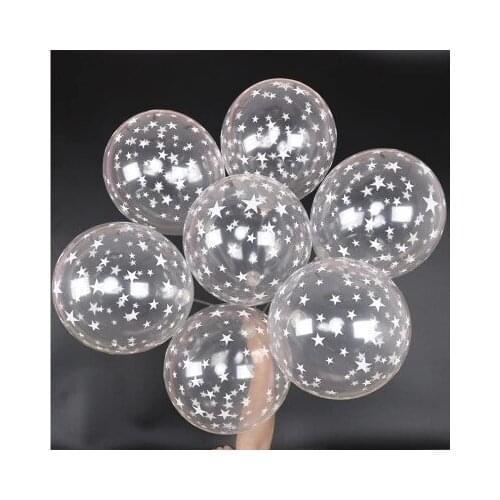 100 pc/lot 12inch Clear Stars Romatic Pearl Latex Balloons Helium Transparent Ball For Birthday Wedding Party Decor Globos Party