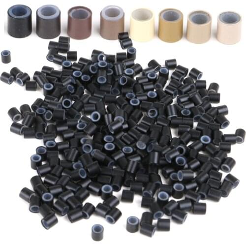 HARMONY 1000 pcs /bottle 3.4x2.0x4.0mm Silicone Lined Copper Micro Tubes Micro Beads for I tip Hair Extensions