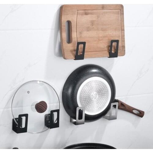 2pcs/set Cabinet Free Punching Pot Cover Cutting Board Pot Storage Shelf Stainless Steel Storage Rack Storage Pendant