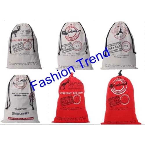 20pcs/lot free shipping canvas santa sack santa sacks christmas santa sack personalized santa bag canvas