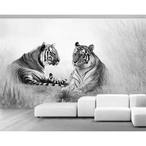 Beibehang Custom size HD fashion retro 3D embossed mighty fierce tiger brick wall background wall painting wallpaper behang