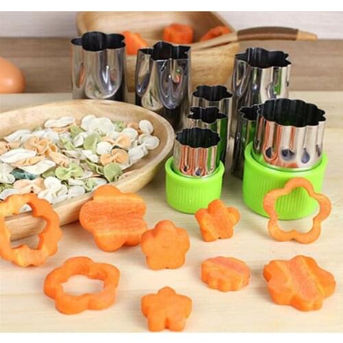8pcs Star Heart Shape Vegetables Cutter Fruit Floral Shape Cutter Cook Tools Stainless Steel Fruit Cutting Kitchen Gadget