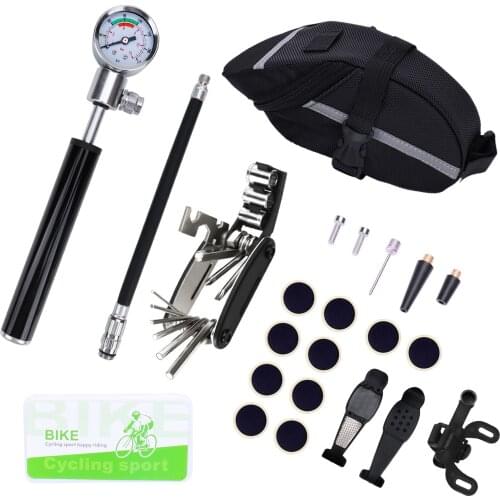 Bicycle tool set disassembly repair repair tire repair tool combination mountain bike repair air cylinder barometer