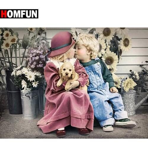 HOMFUN Full Square/Round Drill 5D DIY Diamond Painting " Love Kids " Diamond Embroidery Cross Stitch Home Decor Gift