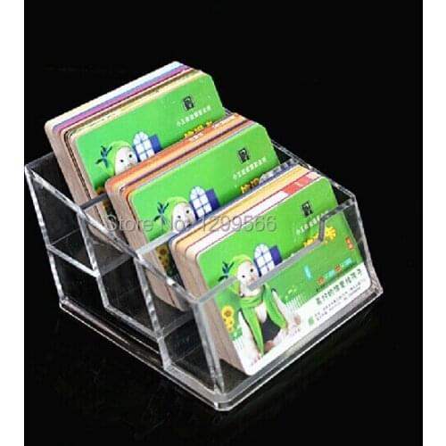 Free shipping hot sale high quality 3 layer arylic business name card holder Desktop card the single name card display box