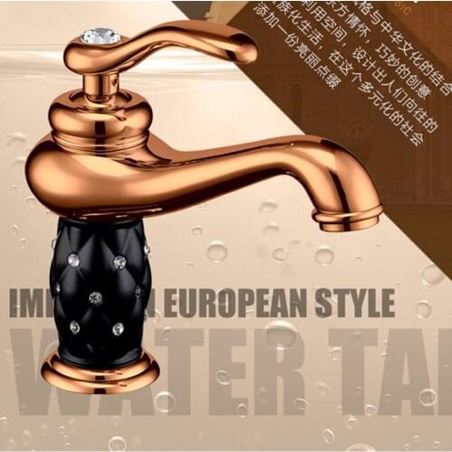 Free shipping Hot selling rose gold bathroom basin faucet with deck mounted brass golden basin sink faucet from china ware