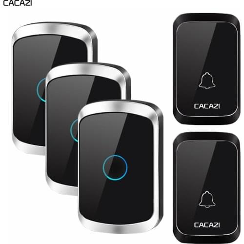 Wireless Doorbell Waterproof 1 2 Button 1 2 3 Receiver 300M Remote LED Light Home Door Bell Wireless Battery Calling Chime