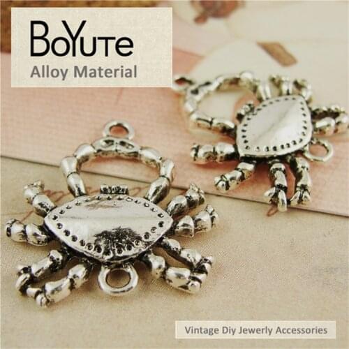BoYuTe (40 Pieces/Lot) 22*24MM Zinc Alloy Materials Antique Silver Plated Crab Charms Diy Jewelry Accessories Parts