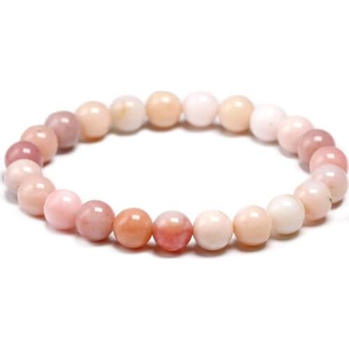 Pink Natural Opal Bracelets Women Lady Stretch Natural Stone Gemstone Bead Bracelet Stretch Jewelry New Arrival Handmade Gift