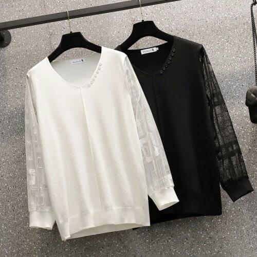 Black White Mesh Stitch Knitted Plus Large Size Oversize Korean Style Fashion Pullovers For WomenS Ladies 2021 Clothes Sweaters