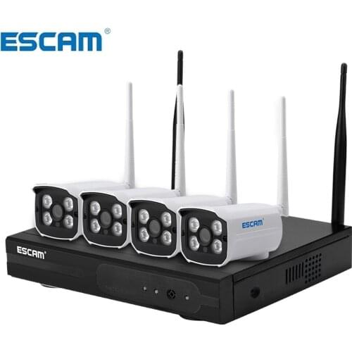 ESCAM WNK403 4CH Wireless CCTV System 1080P 2MP NVR wifi IR-CUT Outdoor CCTV Camera IP Security System Video Surveillance Kit