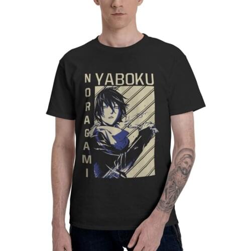 Mens Noragami Yato T-Shirt Fashion Japanese Anime Manga Tshirt Short Sleeve Hip Hop T Shirt Homme 100% Cotton Tee Merch