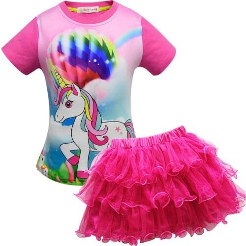Girls 2019 Summer New Baby Girls Clothing Sets moana Cartoon unicorn dolls Printed T-Shirt+Tutu Dress 2Pcs Girls ladybug Clothes