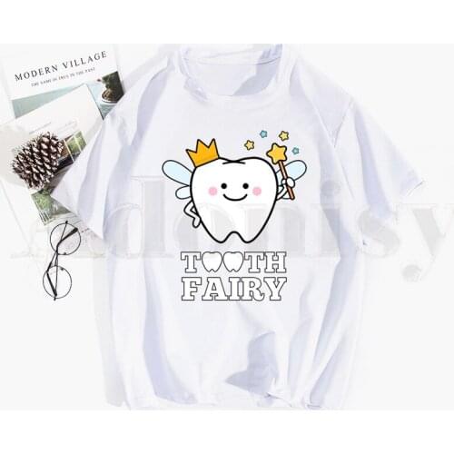 Tooth and Dentist Graphic Aesthetic Funny Fashion Tshirt Hip Hop Girl Print Top Tees Harajuku Tshirts Fashion Summer T-shirt