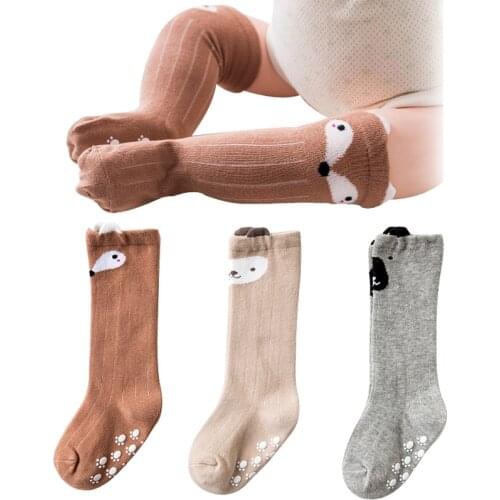 3 Pairs/Lot Baby Socks Knee High Boy Girl Infant Toddler Cotton Long Socks Anti Slip Cute Cartoon Animal Non-Slip for 3-36M