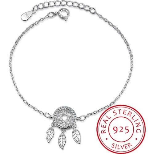 Hot Sale Micro CZ Dream Catcher Bracelet For Women Girl 925 Sterling Silver Dreamcatcher Zirconia Bracelet pulseira bijou S-B204
