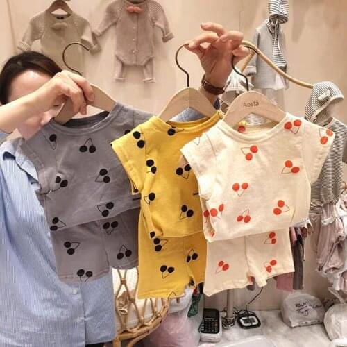 2021 Ins Children Summer Sets For Boys And Girls Cartoon Short Sleeve Home Clothes 2-5y O-neck Suits Cotton Kids Infants Outfit