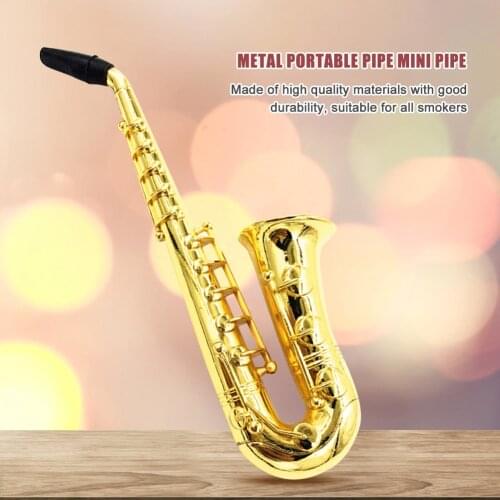 Creative Saxophone Mini Portable Smoking Pipes Metal Tobacco Pipe Hookah Gifts Filter Cigarette Holder