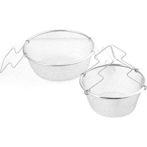 Round Stainless Steel Fried Basket Mesh Strainer Frying Chicken Chips Strainer